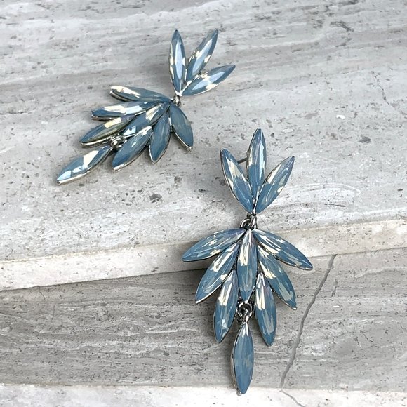 NEW ~ Anthropologie Blue Opal Embellished double drop Earrings - Picture 4 of 9